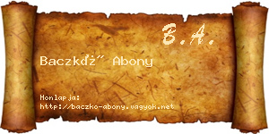 Baczkó Abony névjegykártya